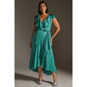 🌠Anthropologie Satin Midi Wrap Dress🌠